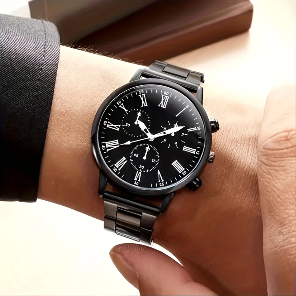 2 pièces mode hommes montre à Quartz Simple Roma cadran hommes montres d'affaires Reloj Hombre (sans boîte)