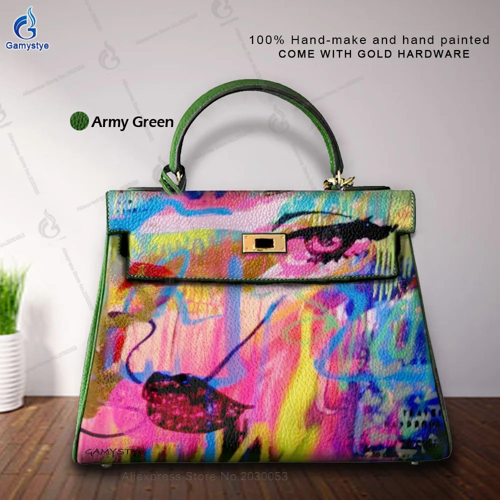 Street Artisc Hand Draw A beautiful woman Bags Ladies Tote Handbags Messenger Shoulder Bag For women Popular Genuine Leather New