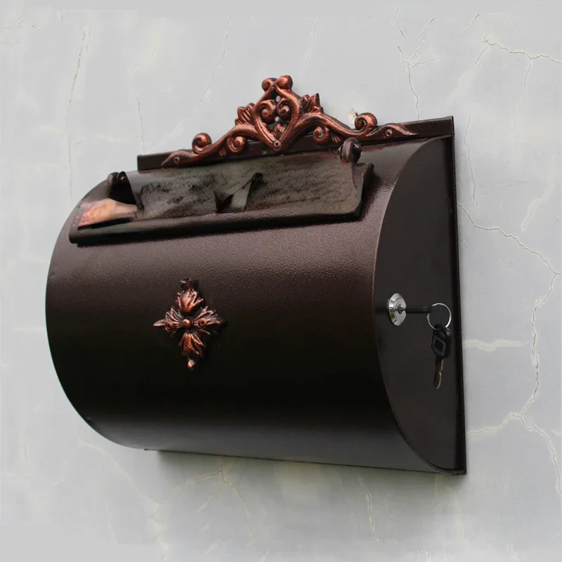 

Horizontal Cylinder Aluminium Wall Letter Box Home Garden Decor Antique Copper Mailbox Outdoor Magazine Newspaper Storage Box