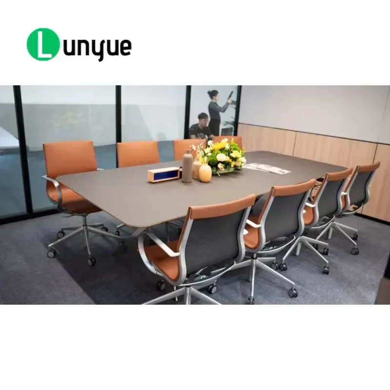 Conference Table Multi-layer Marine Plywood Desktop Modular Wood Steel Structure For Office Meeting Room Durable Modern