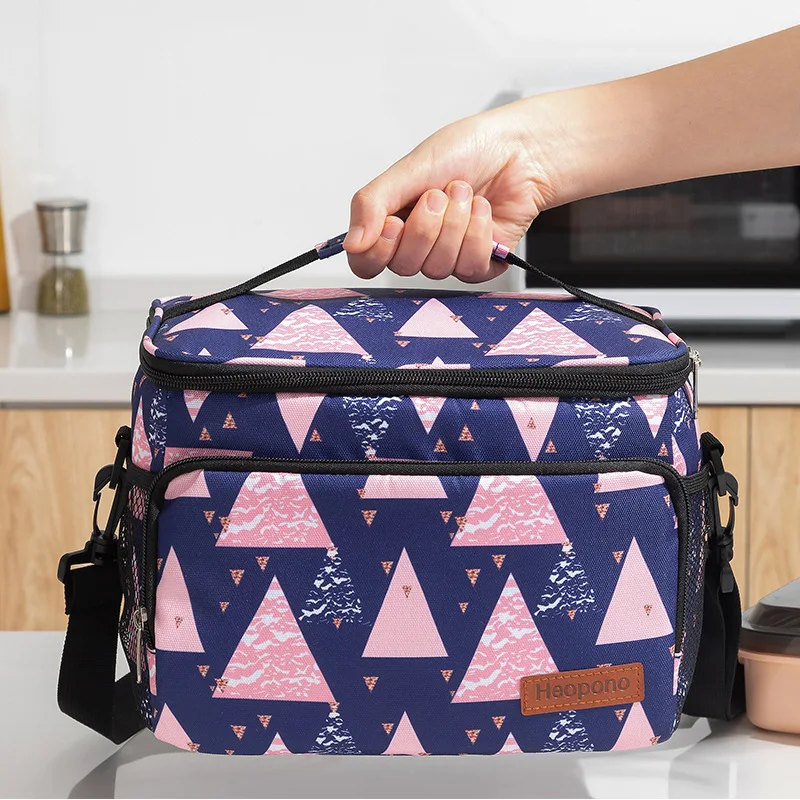 Food Print Lunch Bag New Canvas Cooler Box Picnic Bag Fashion Lunch Bags Camping Travel Handbag School Food Insulated Dinner Bag