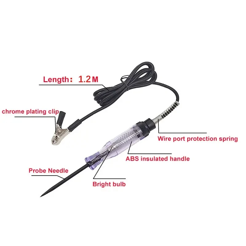 6V 12V 24V DC Car Truck Voltage Circuit Tester Digital Display Long Probe Pen Light Bulb Automobile Diagnostic Tools Auto Repair