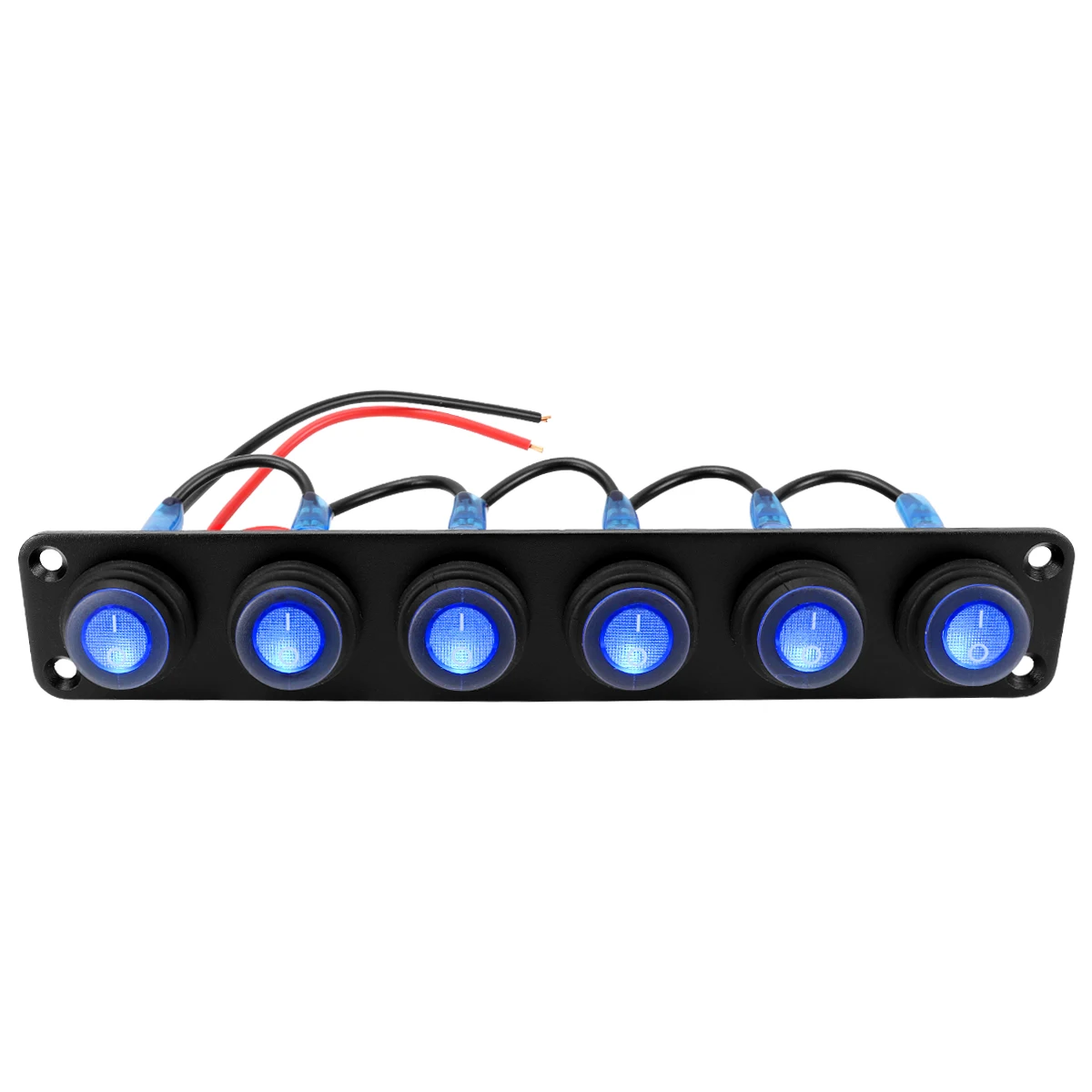12V/20A 1-6 Channel Waterproof Toggle Switch with Blue/Green LED, Suitable for Automotive Lights, Boats, Campers, Trucks, Etc