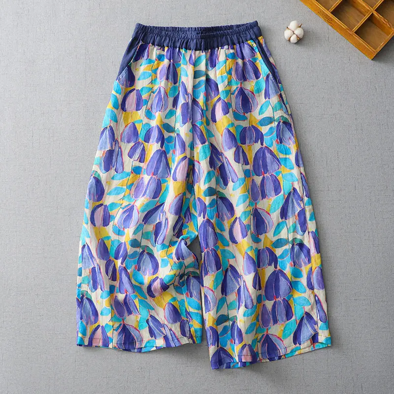 

Женские свободные брюки с широкими штанинами, Тонкие разноцветные штаны для отдыха и весны, 2024