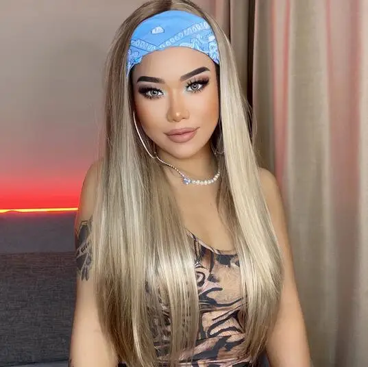 Long Straight Headband Synthetic Wig Light Blonde Brown Women's Headband Wigs Bohemian Fake Hair for Black Women Heat Resistant