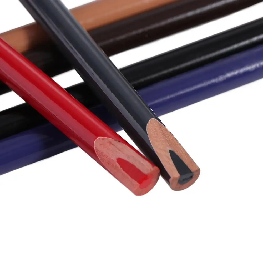 6 kleuren Houten Wenkbrauwpotlood Zwart Bruin Rood Blauw Eye Brow Tint Lip Liner Waterdichte Microblading Marker Pen voor Beginners