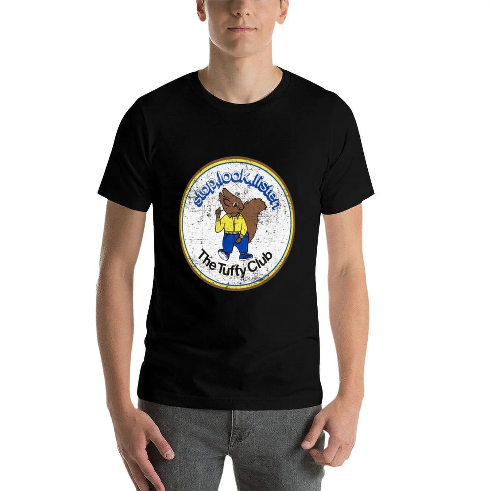 

Vintage Tufty Club with distressed finish. T-Shirt t shirt for man 100 percent cotton men t shirt cotton 100% T-Shirt