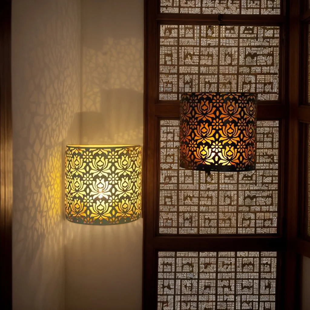 

Amazon Diwali hollow carved wrought iron candlestick, home decoration atmosphere creative scene props