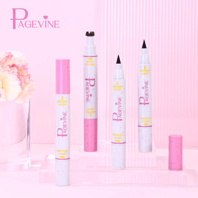 Double-Ended อายไลเนอร์ปากกา,ยาวนาน Freckle ปากกาอายไลเนอร์ปากกาเคล็ดลับแสตมป์, eye Liner ดินสอ Fast Drying Eye แต่งหน้า