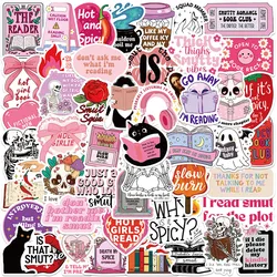 50pcs Aesthetic Cartoon Skull Spicy Reader Pink Smut Stickers For Laptop Water Bottle Luggage Diary Waterproof Vinyl Decals