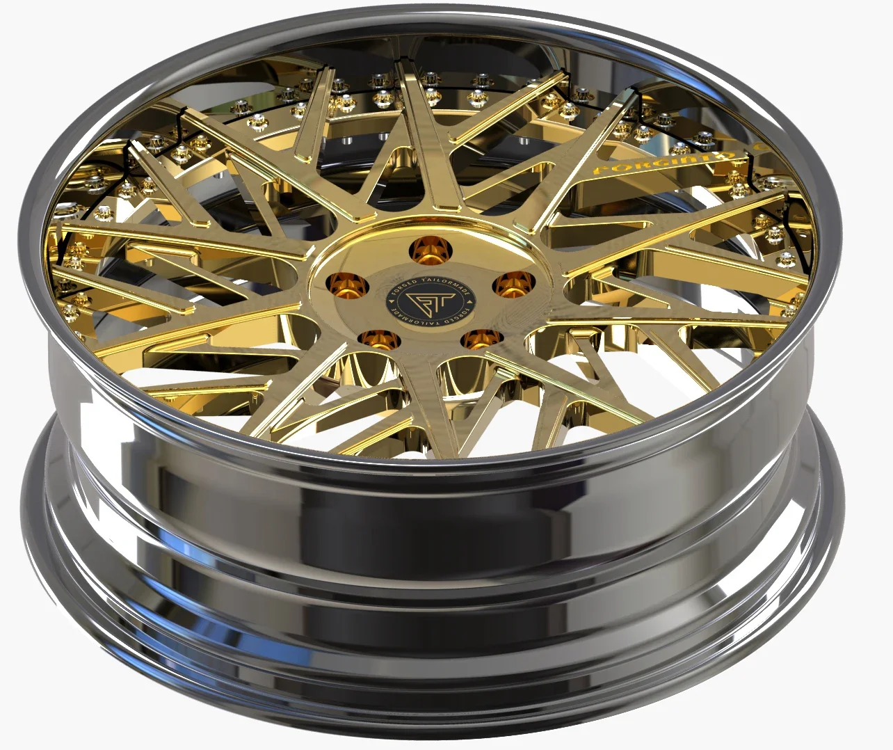 18 20 inch chrome barrel gold face deep dish rims  aluminum alloy deep concave forged wheels 5x114.3