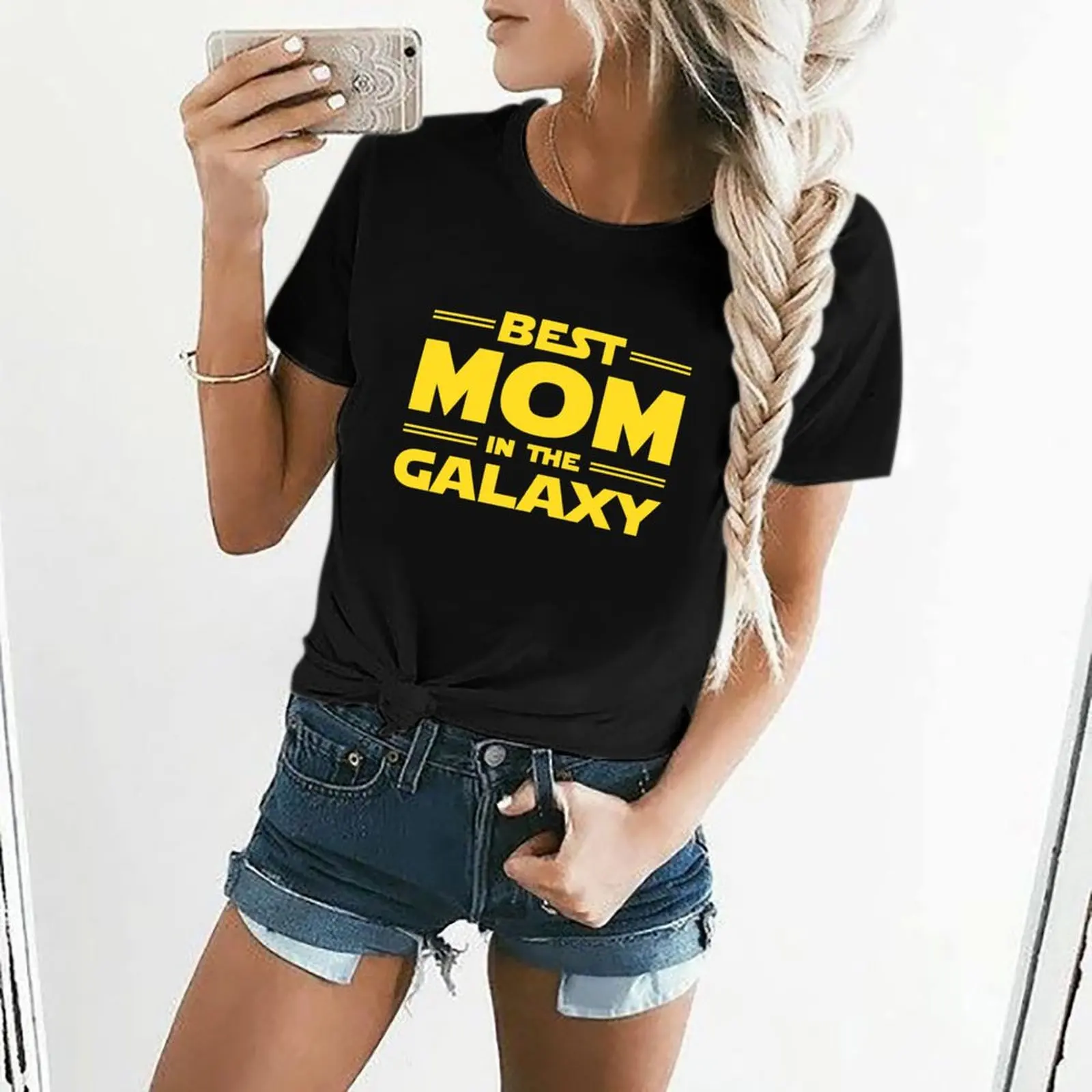 Camiseta con estampado de animales para mujer, top de anime de secado rápido, ropa bonita, la mejor mamá de la galaxia