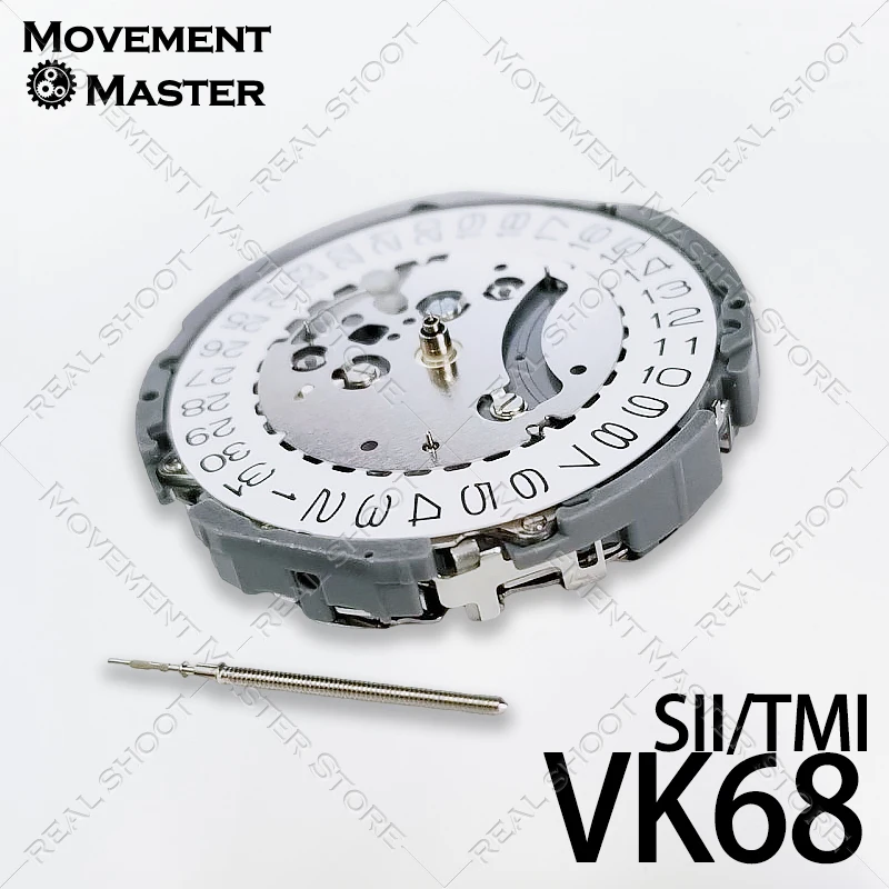 นําเข้าญี่ปุ่น VK68A การเคลื่อนไหว VK68 มัลติฟังก์ชั่นควอตซ์นาฬิกา Mouvement อุปกรณ์เสริมแบตเตอรี่