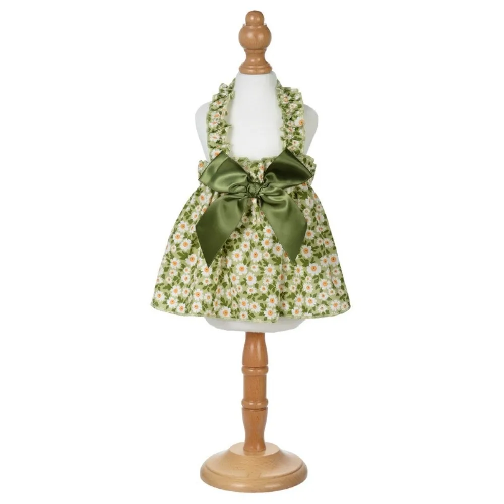 

Cute Cotton Material Dog Dress Bow Wrinkled Texture Dog Beach Skirts Summer Daisy Pattern Pet Princess Dress Pet Daily Wear
