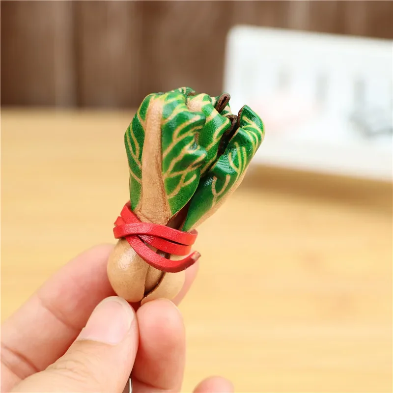 Leather creative handmade small cabbage pendant bag pendant accessories car key chain simulation vegetable plant gift