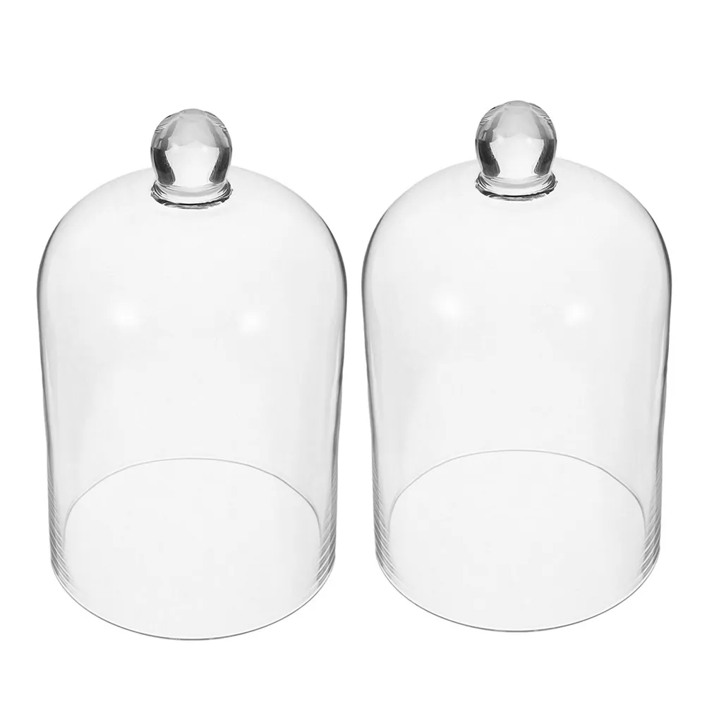 

2Pcs Transparent Glass Dome Cover for Eternal Flowers High Clarity Preserved Flower Display Case Decor Cloche for Vanity Coffee