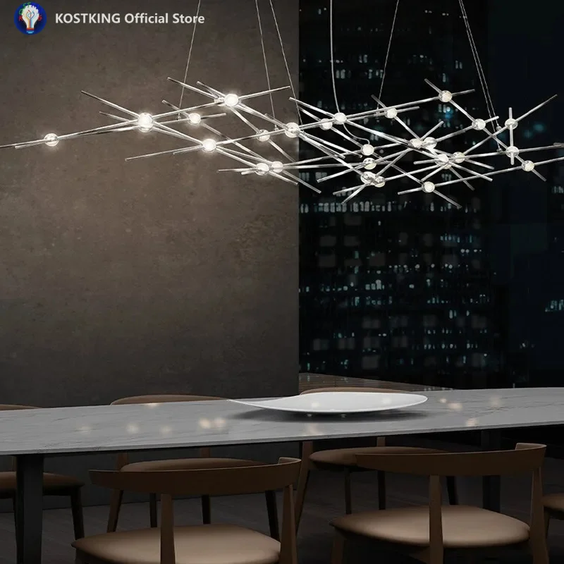 

Итальянская люстра для гостиной из нержавеющей стали, постмодернистская гостиничная инженерная люстра для ресторана, бара