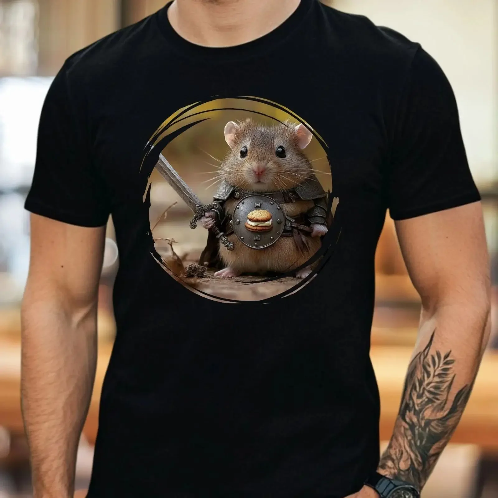 Herren T Shirt Furchtloser Hamster Motiv Baumwolle Größe XS bis 5XL vintage Washed Soft designer clothes Slightly Unisex
