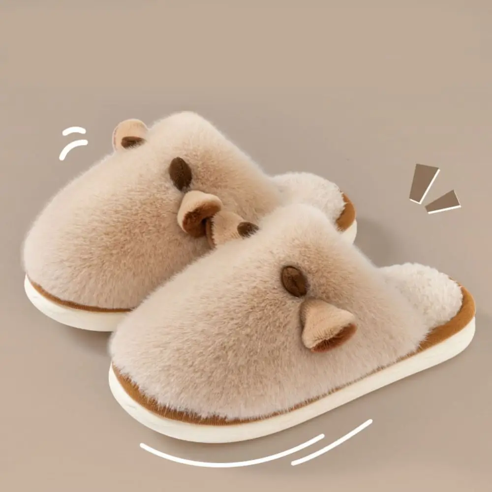 Pantofole in peluche antiscivolo per cartoni animati Pantofole invernali in peluche Kawaii con punta chiusa Pantofole in vitello peloso carine per la casa
