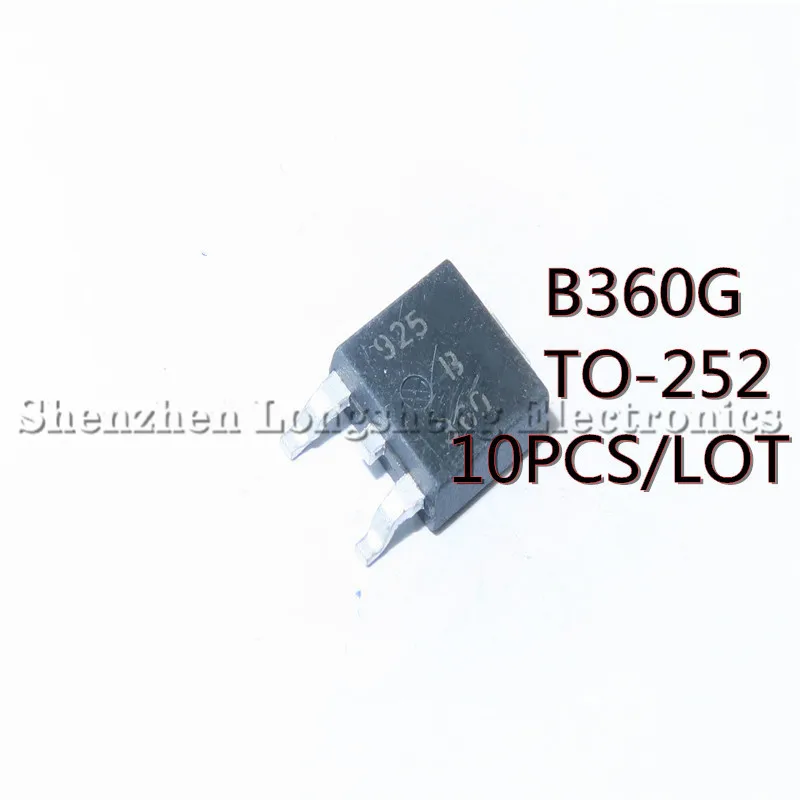 10PCS/LOT B360G MBRD360T4G MBRD360  TO-252 SMD Schottky diode 3A/60V New In Stock