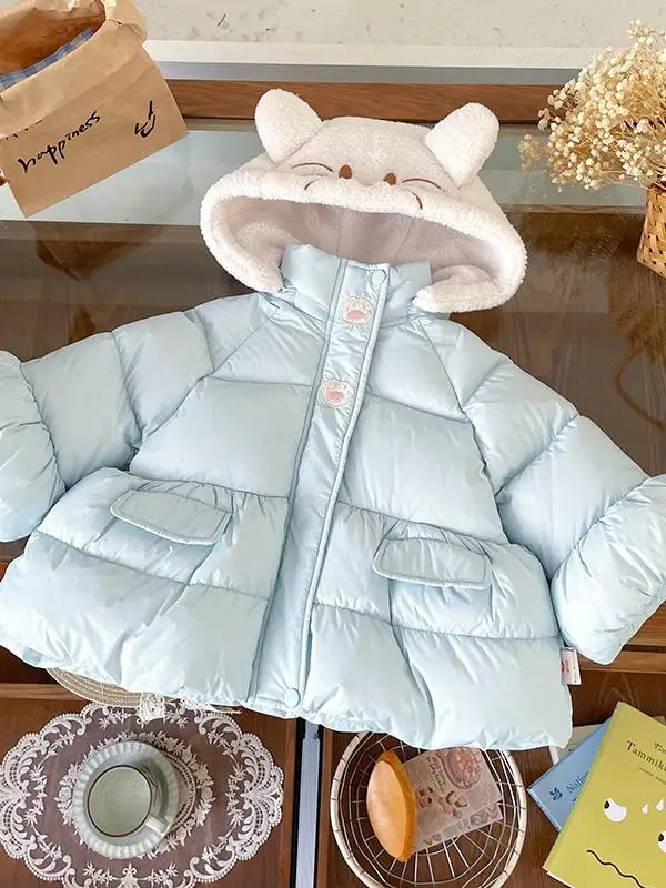 

Детская теплая пуховая куртка с капюшоном, милая мультяшная, новая зимняя модель для девочек, белая