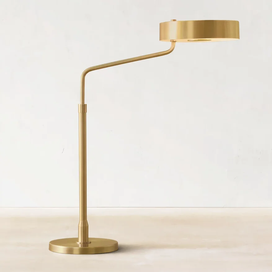 

Indoor Living Room Bedroom Decorative Desk Light Copper Base Slub Shape Brass Classic Table Lamp