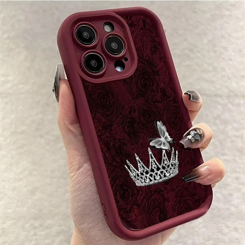 Phone Phone Case Red Rose Silver Crown for iphone 18 pro case phone case For iPhone 18 17 16 Pro Max 15 14 Plus 13 12 11 17 Air Cover - Aliexpress Deal