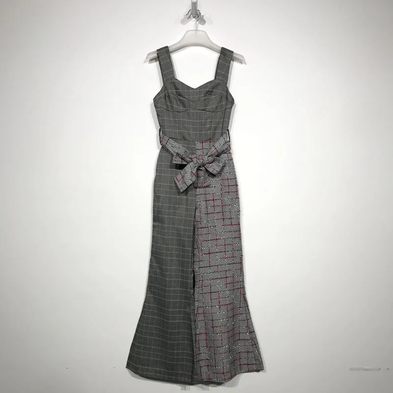 

Модный цельный костюм D88249, длинные брюки с высокой талией, полиэфирная ткань, женская одежда высокого качества, бренд без бренда