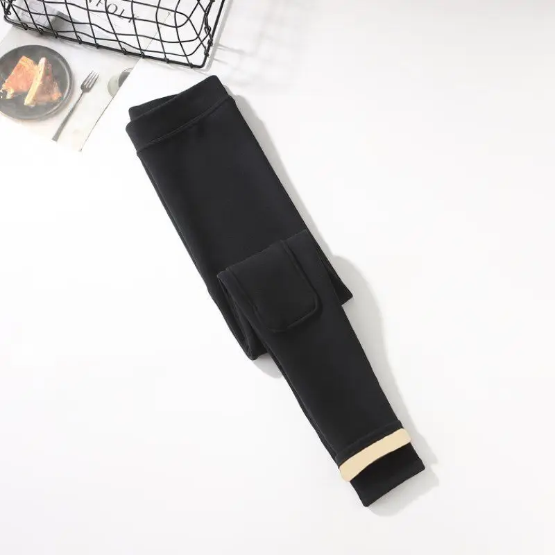 Pantalones ajustados hasta la rodilla con forro de Fce de cintura alta para mujer, pantalones largos informales cálidos para otoño e invierno