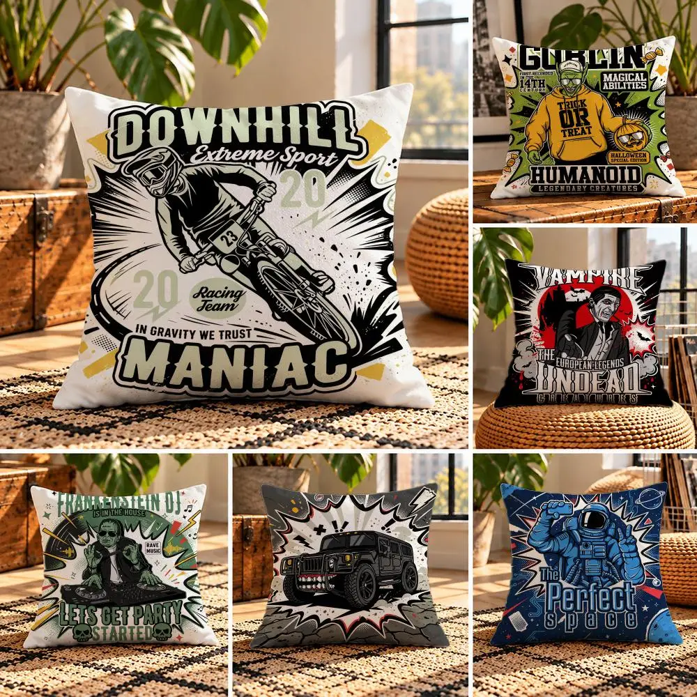 art Badge Pop Graffiti Cushion Cover Short Plush Throw Pillow Cover Soft Cozy Cushion Case for Sofa Bedroom Home Decor Gift