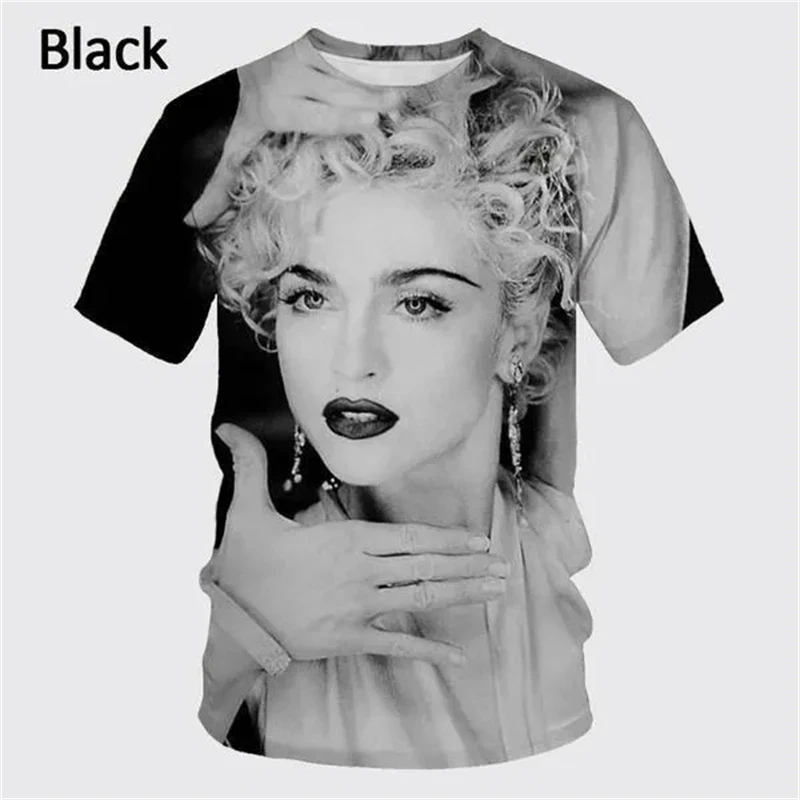 Youth Elegant Madonna Pattern Printed T-shirt 3D Neutral Round Neck Sexy Girl Top Men\'s and Women\'s Streetwear Short Sleeve Tees