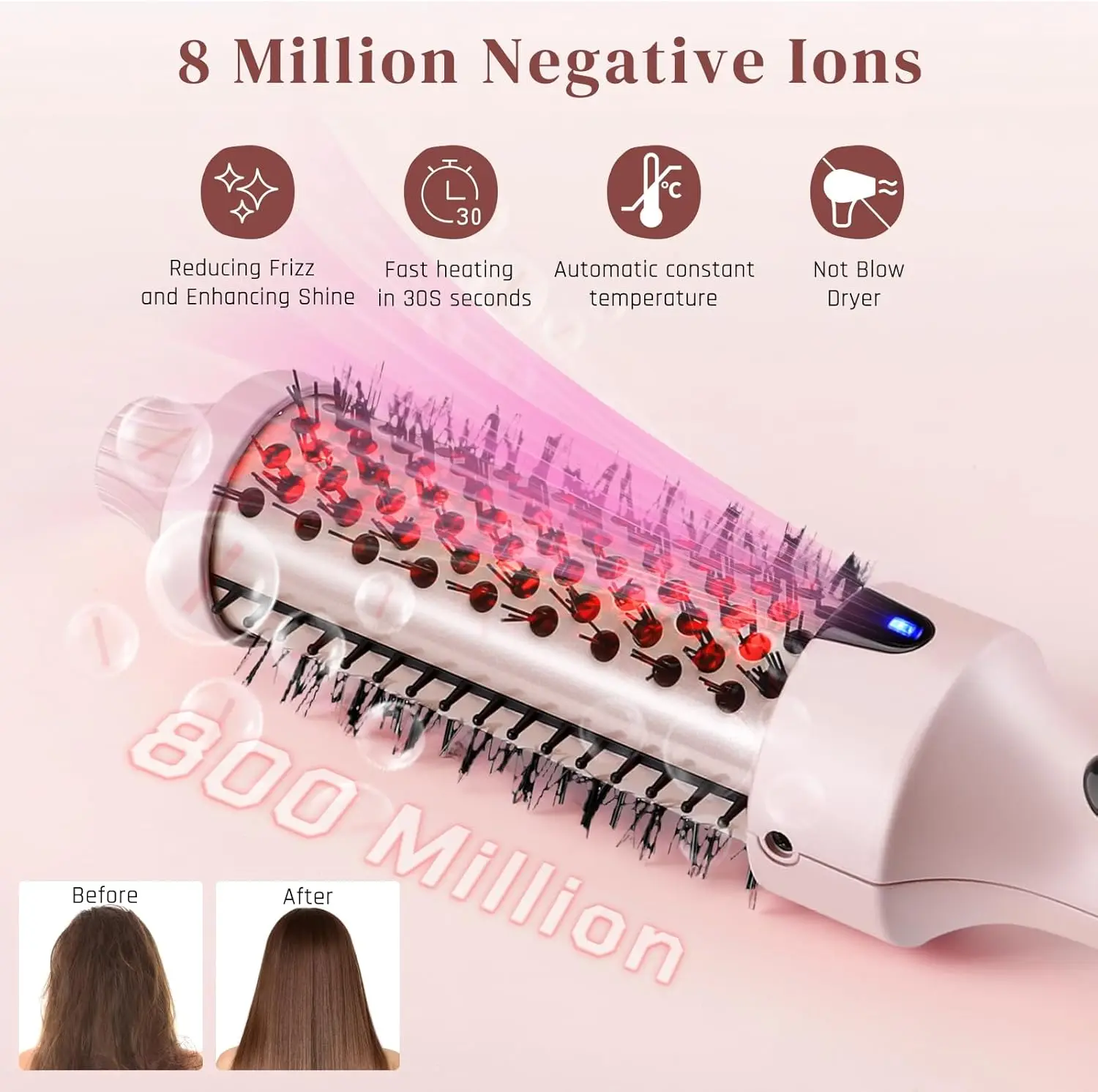 فرشاة حرارية 38 مللي متر برميل تكثيف فرشاة شعر ساخنة سيراميك مكواة تجعيد أيونية ناعمة تألق مستديرة ساخنة فرشاة حجم فضفاض