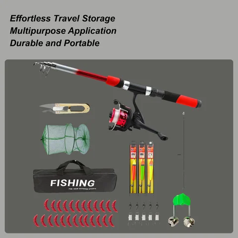Telescopic Fishing Pole Telescopic Portable Fish Supplies With Carrying Case Travel Fishing Rod For Boating Trolling Offshore