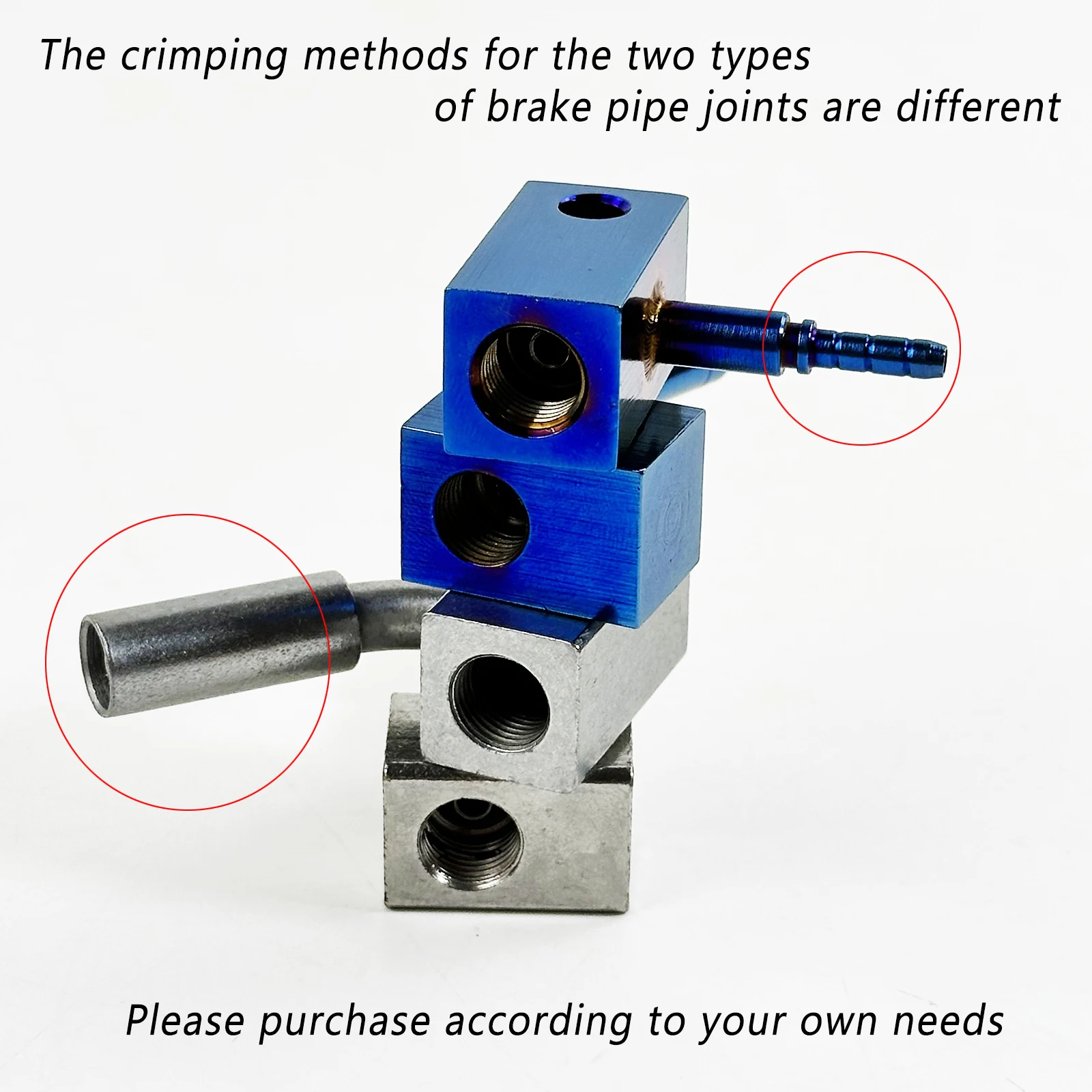 Blue/Silver M10*1.0mm Hydraulic Brake Hose Fitting Connector 3-Hole Split Type Double Way Adapter for Motorcycle Car Racing