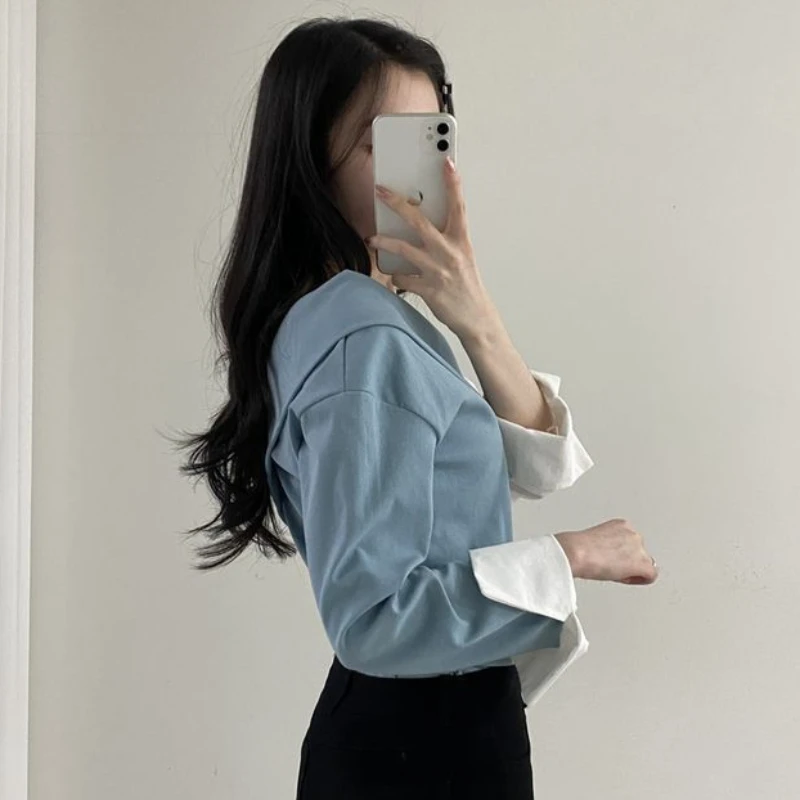 Korean Blouse Women Long Sleeve V Neck Shirt New Design Fashion Slim Office Tops 2024