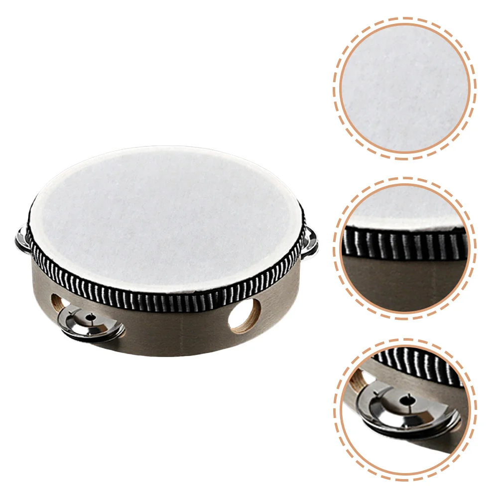 

Hand Held Tambourine Drum Bell Wood Metal Jingles Fun Musical Instrument for Kids Party Education and Interactive Play