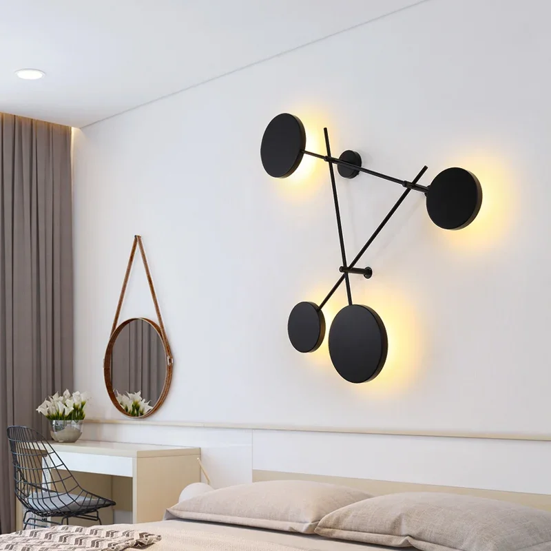 Modern Industry Round Wall Lamps Bedroom Bedside Lamp Led Wall Sconce Light Fixtures Black Iron Luminaire Indoor Loft Home