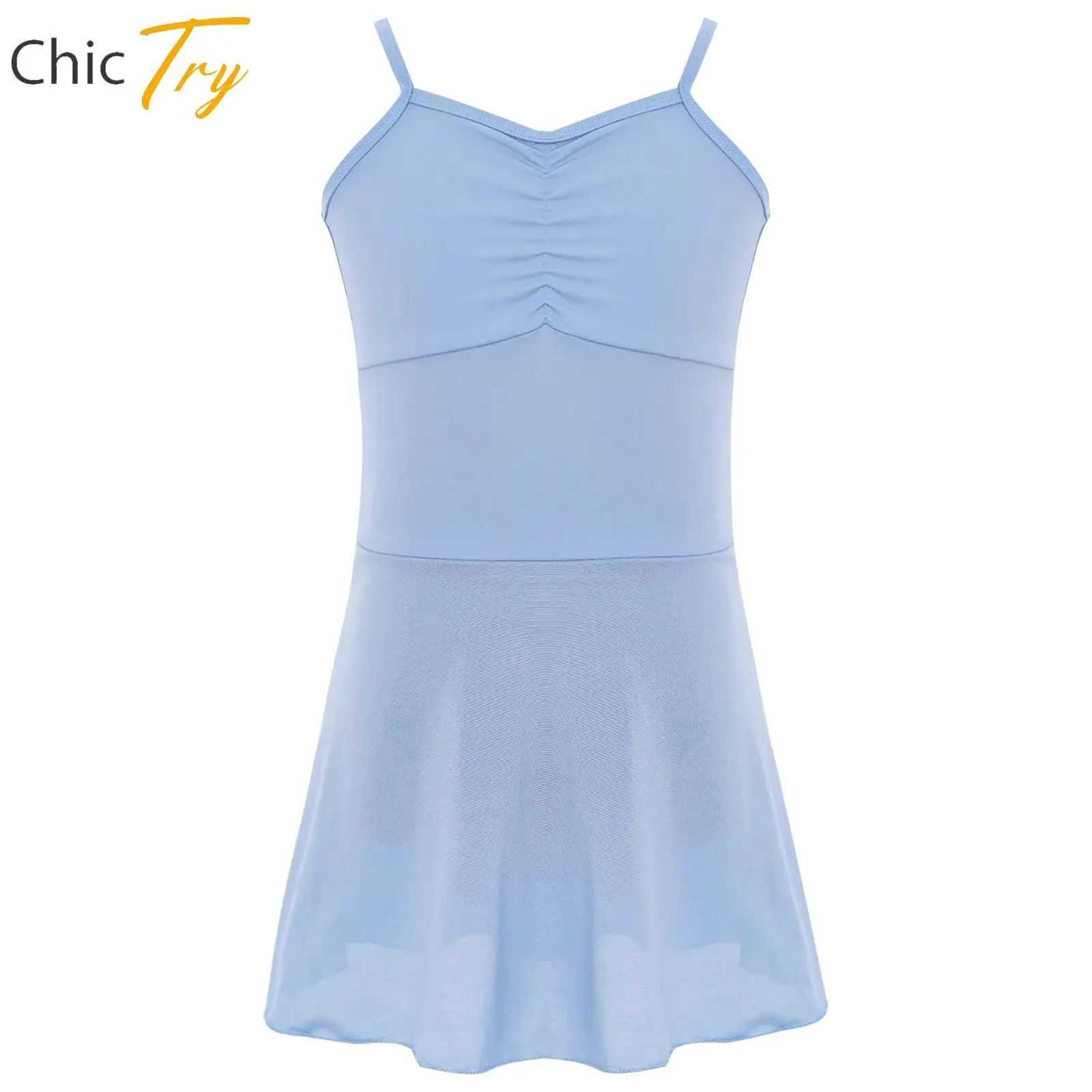 

Kids Girls Camisole Ballet Gymnastics Leotard Skating Ballet Dance Dress Backless Tulle Dress for Warm-Up Practice Performance