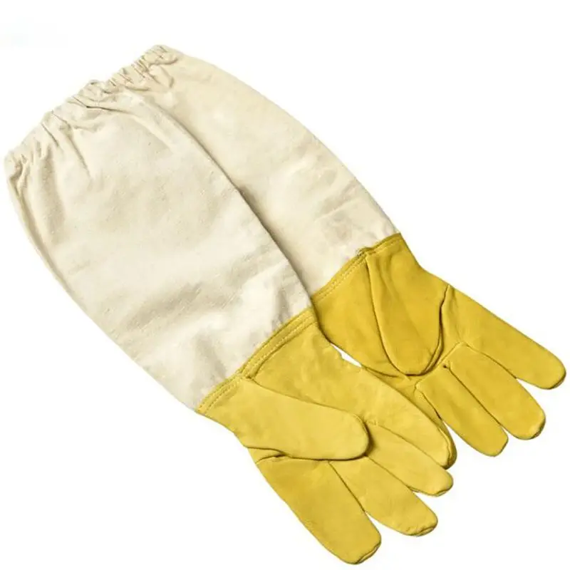 1 Pair Goatskin Beekeeping Gloves with Long Sleeves,Elastic Cuff Beekeeping Protective Gloves For Beekeeper, L, XL, XXL перчатки