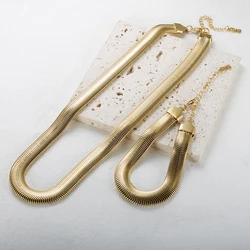 6mm 10mm Stainless Steel Gold Plated Flat Snake Chain Bracelet Necklace Jewelry Set Fashion for Men Women Party Gifts