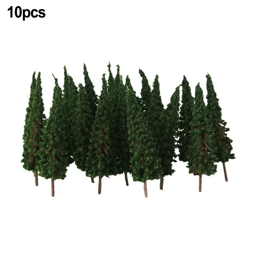 10Pcs Pine Trees 1:25 Modelo Train Railway Building Modelo Árvore 3 Verdes Diferentes Para Escala OO Railroad Layout Diorama Wargame