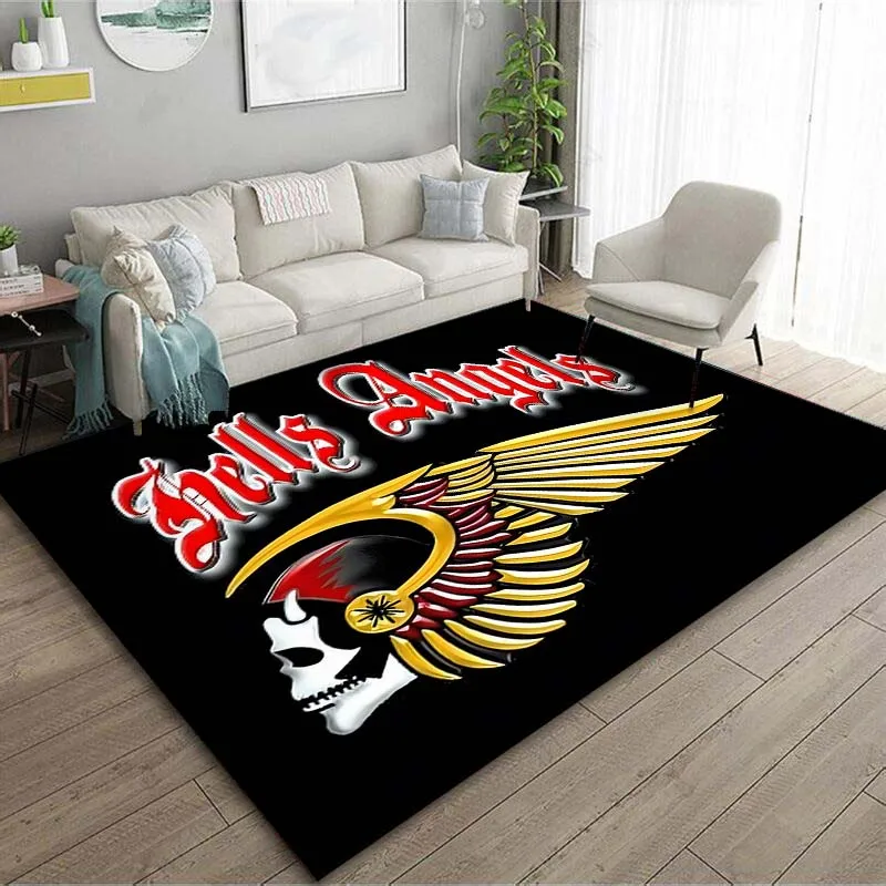 Alfombra de motocicleta con patrón de ángeles h-hells Mc, sala de estar alfombrilla para, dormitorio, cabecera, baño, decoración de Club, 15 tamaños