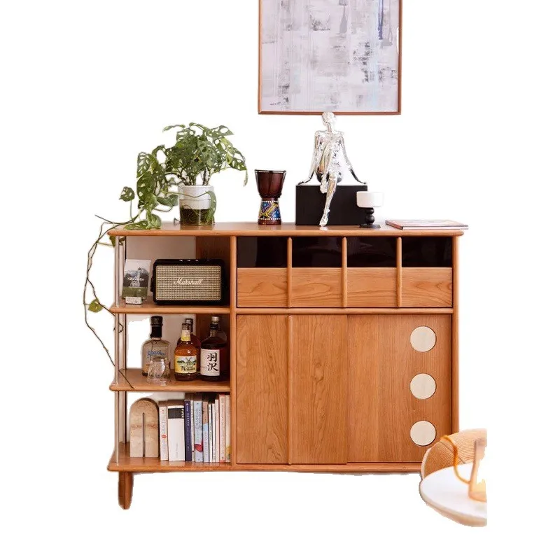 

Simple light luxury solid wood entrance locker living room display cabinet storage chest cabinet