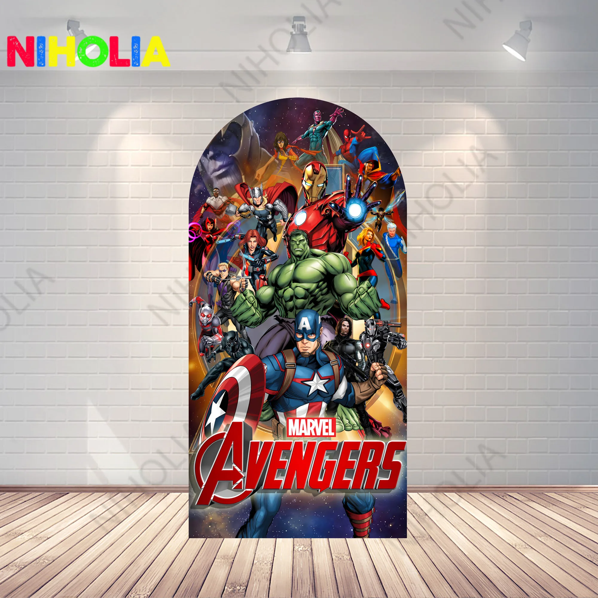 The Avengers Arch Covers Marvel Superheroes Photo Backdrop Boys Birthday Party Background Doubleside Photography Booth Props