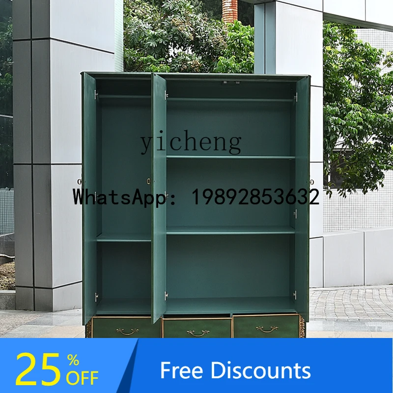 

TT removable painted household small apartment wardrobe, European retro green storage wardrobe