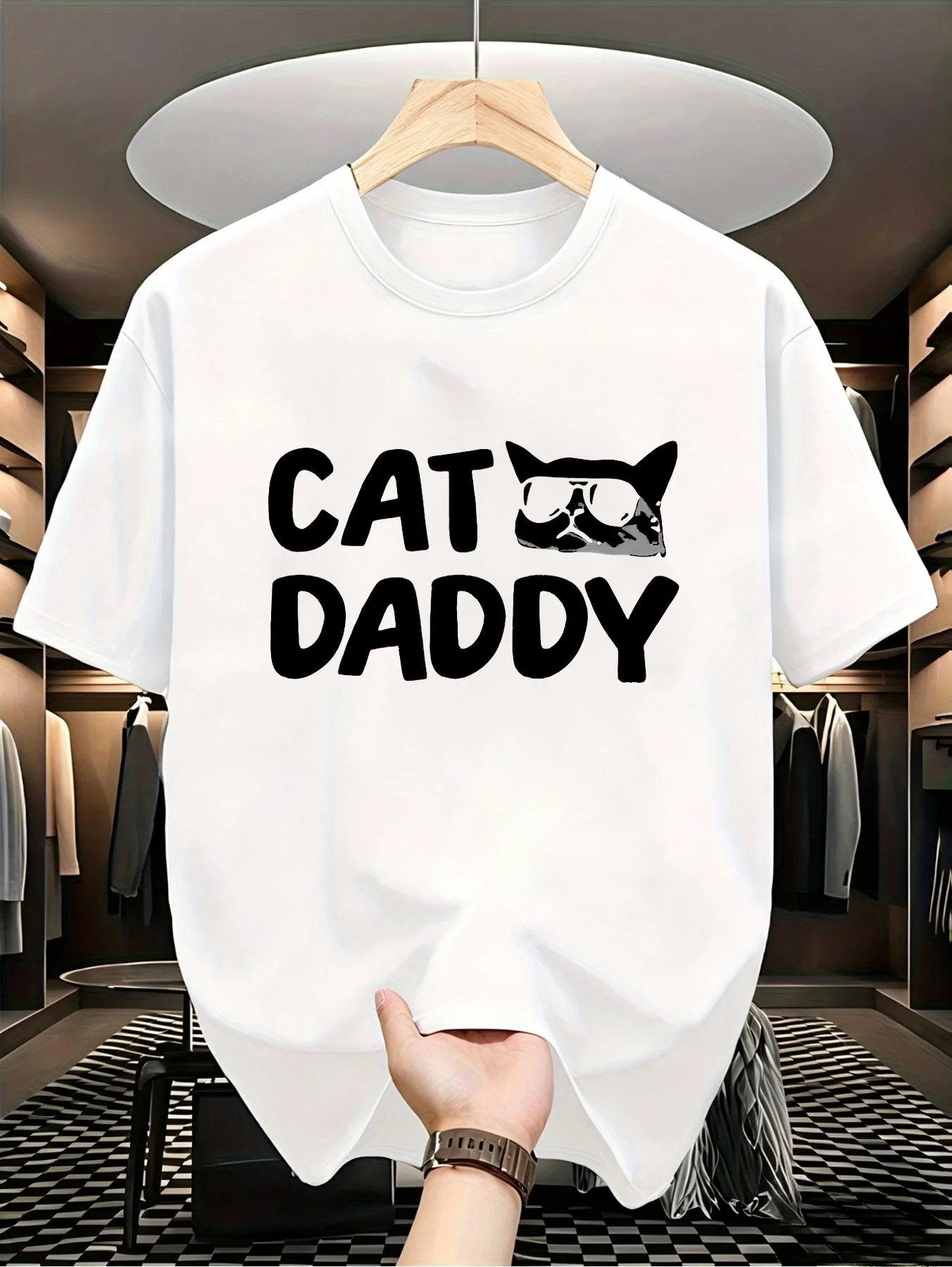Cat Daddy T Shirt Men's Casual Graphic Print T Shirt Short Sleeve Crew Neck Fashion Tops Soft Comfortable Summer Streetwear01