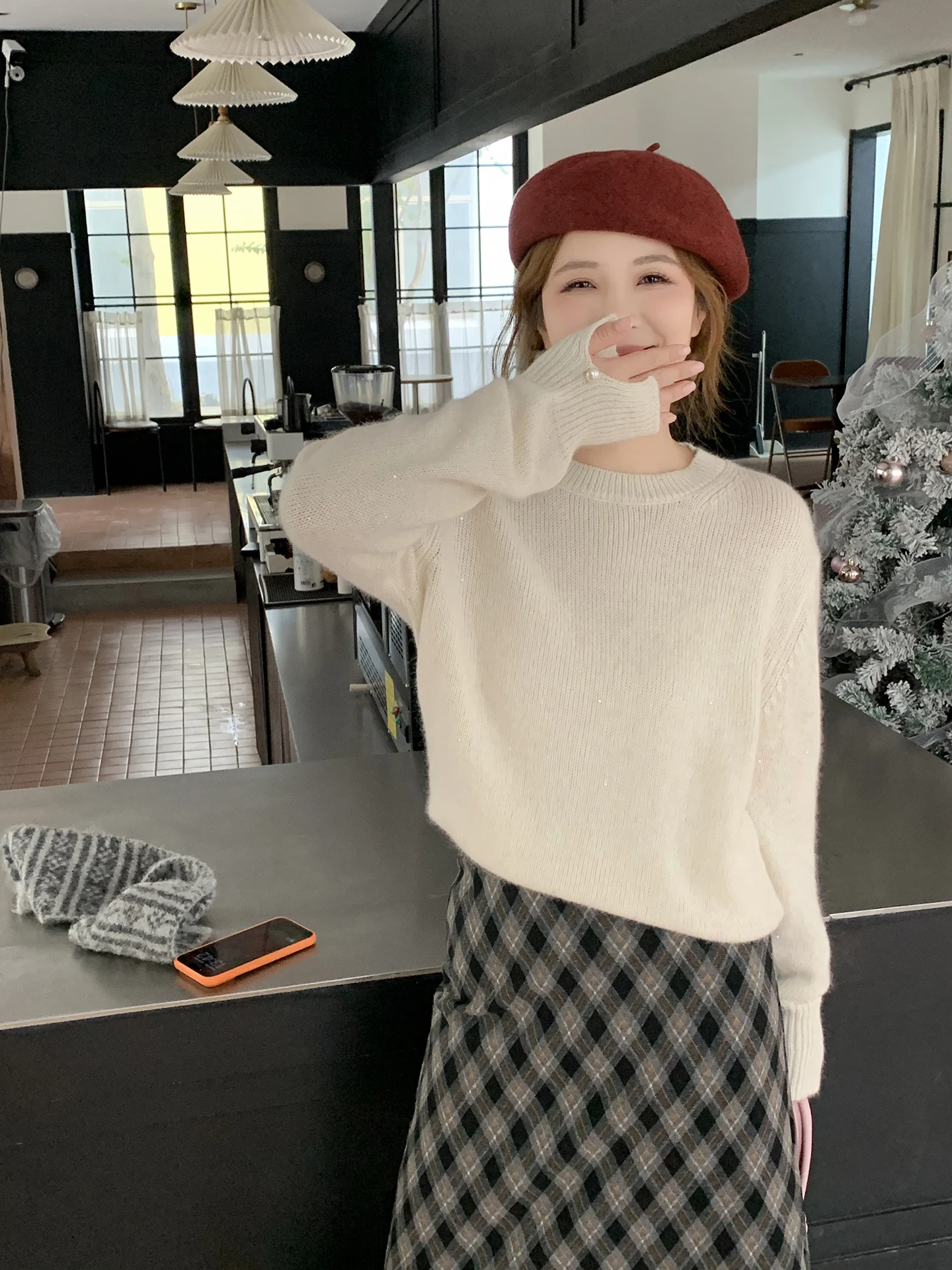 

Женский вязаный свитер-халат ELINSU Honey Bear Fce Cozy Lazy Sle, осенне-зимний дизайн