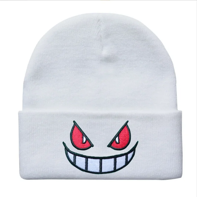 Warm Skating Roll Beanies KIds Popular American Anime Cartoon Embroidered Knitted Autumn Winter Warm Hat Wool Hat Gengar Beanies