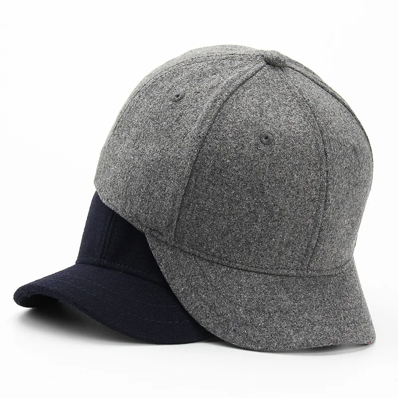 Mens Short Brim Baseball Cap Casual Retro Wool Warm Snapback Caps for Women Short Billed Umpire Dad Hats