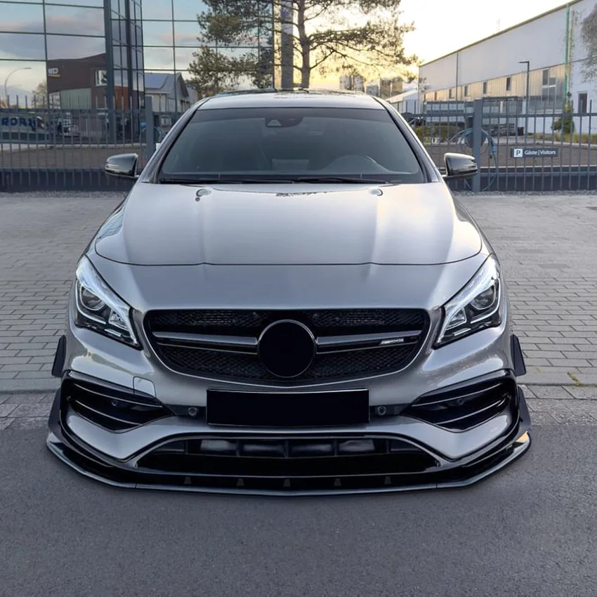 Gloss Black Front Bumper Lip Diffuser Spoiler For Mercedes-Benz CLA-Class C117 CLA200 260 CLA45 AMG 2016-2019
